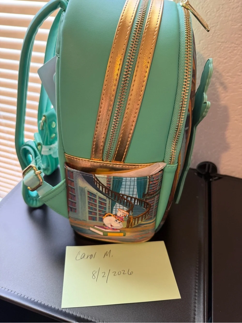 Loungefly Belle Teal and Yellow Mini Backpack and matching wallet.  NWT.
